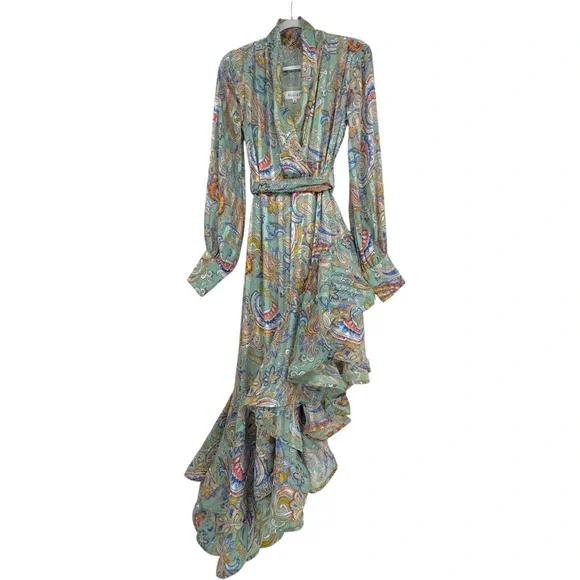 ELLIATT Adria Dress Wrap Asymmetrical Paisley Print Size Medium MSRP $319 - Picture 2 of 15
